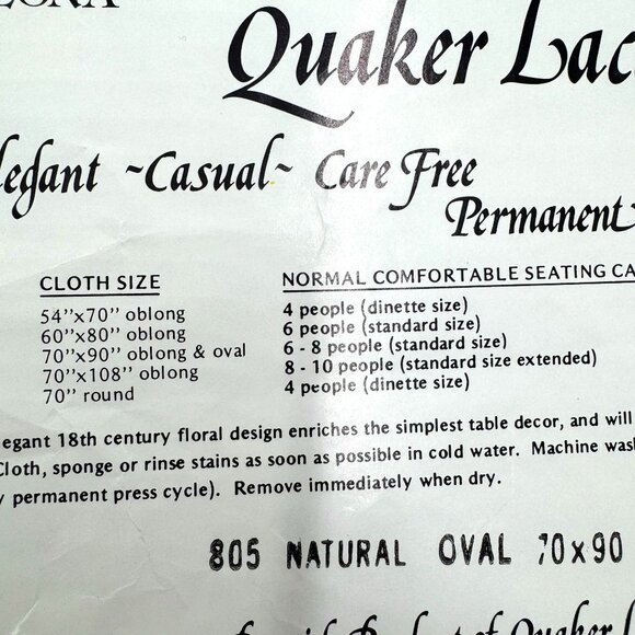 Quaker Lace Tablecloth Barcelona 70x90 Oval/Oblong Natural Made In USA - Picture 11 of 13